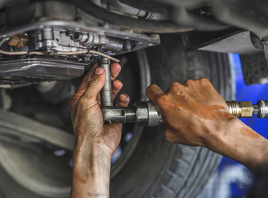 Mechanic working on a vehicle